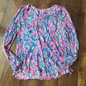 Lilly Pulitzer Vibrant Pink and Blue Blouse